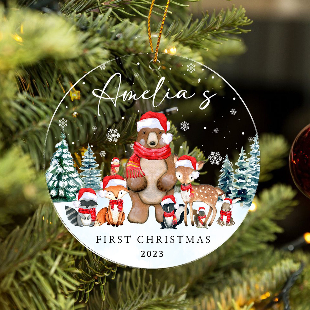 Personalized Baby First Christmas Ornament, New Baby Christmas Gift, Baby Keepsake, Baby Shower Gift, 1st Christmas Gift, Woodland Animals - 9.jpg