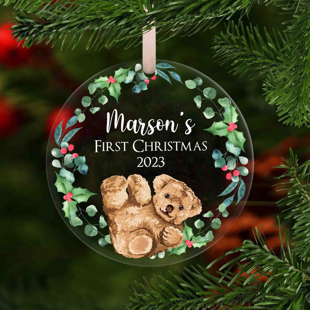 Personalized Baby's First Christmas Ornament, Cute Bear Baby Ornament, Gift For New Baby, New Born Gift, 1st Xmas Baby Boy Ornament - 4.jpg