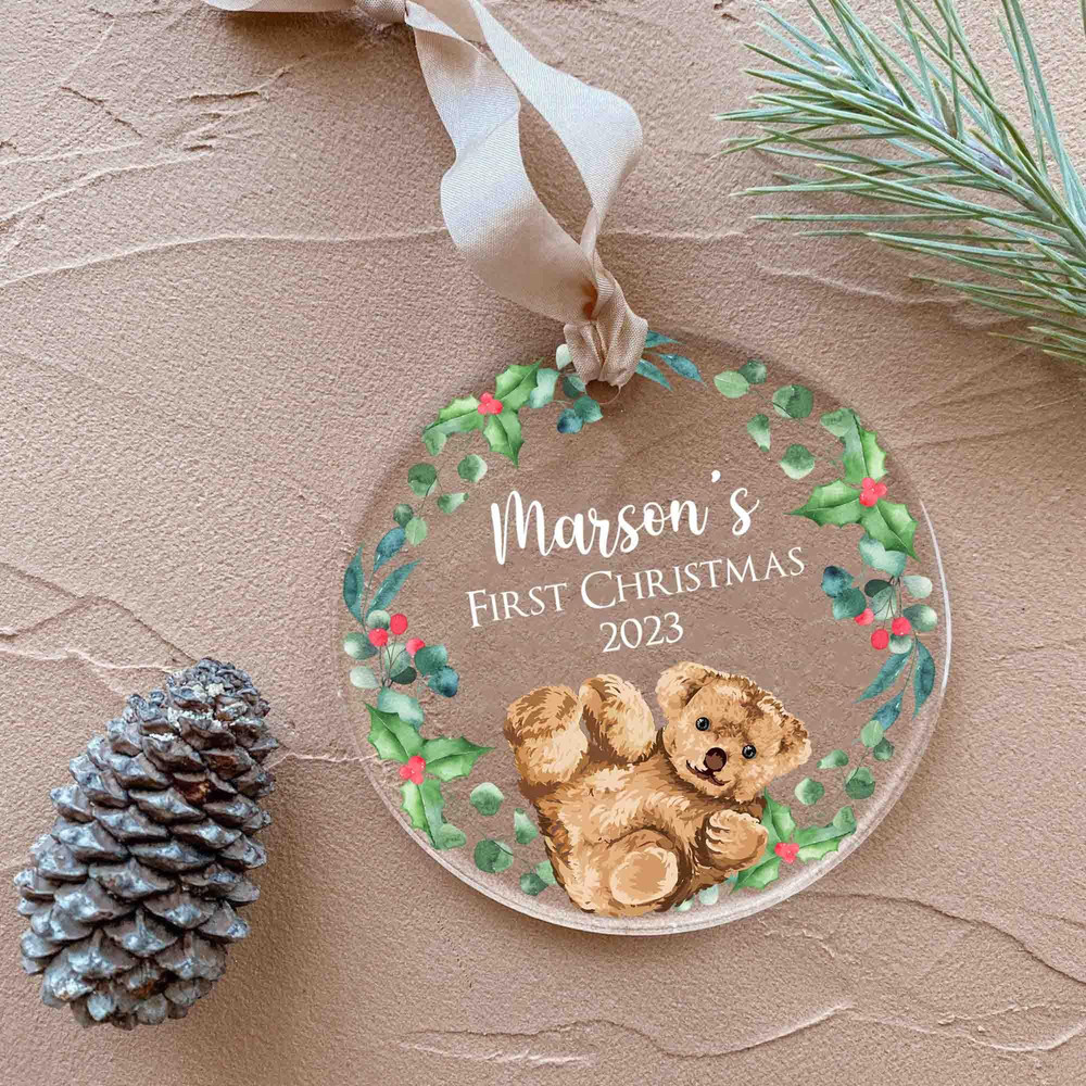 Personalized Baby's First Christmas Ornament, Cute Bear Baby Ornament, Gift For New Baby, New Born Gift, 1st Xmas Baby Boy Ornament - 5.jpg