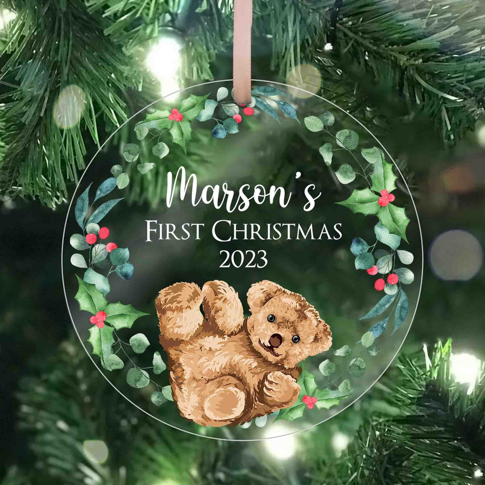 Personalized Baby's First Christmas Ornament, Cute Bear Baby Ornament, Gift For New Baby, New Born Gift, 1st Xmas Baby Boy Ornament - 6.jpg