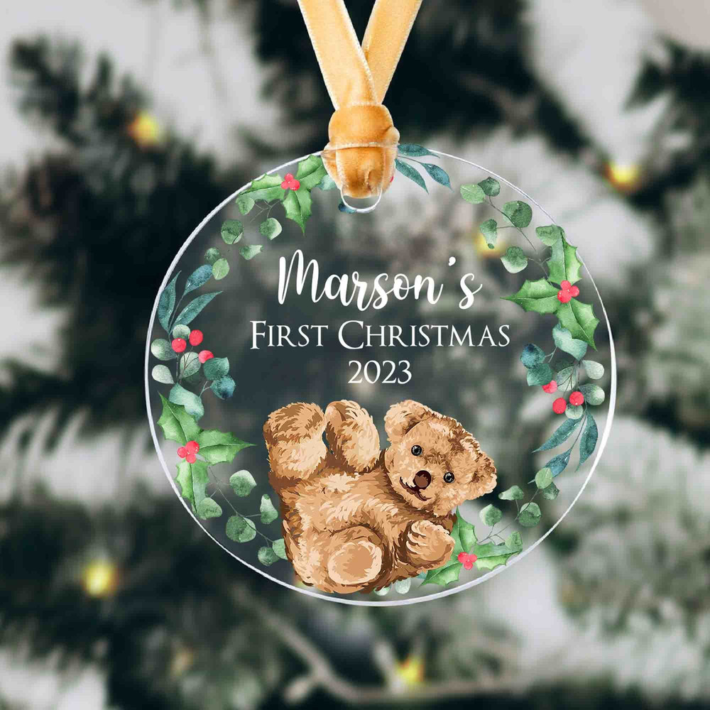 Personalized Baby's First Christmas Ornament, Cute Bear Baby Ornament, Gift For New Baby, New Born Gift, 1st Xmas Baby Boy Ornament - 7.jpg