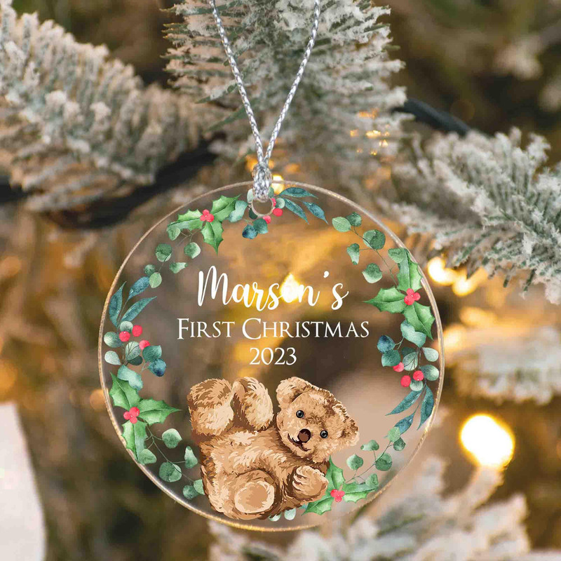 Personalized Baby's First Christmas Ornament, Cute Bear Baby Ornament, Gift For New Baby, New Born Gift, 1st Xmas Baby Boy Ornament - 8.jpg