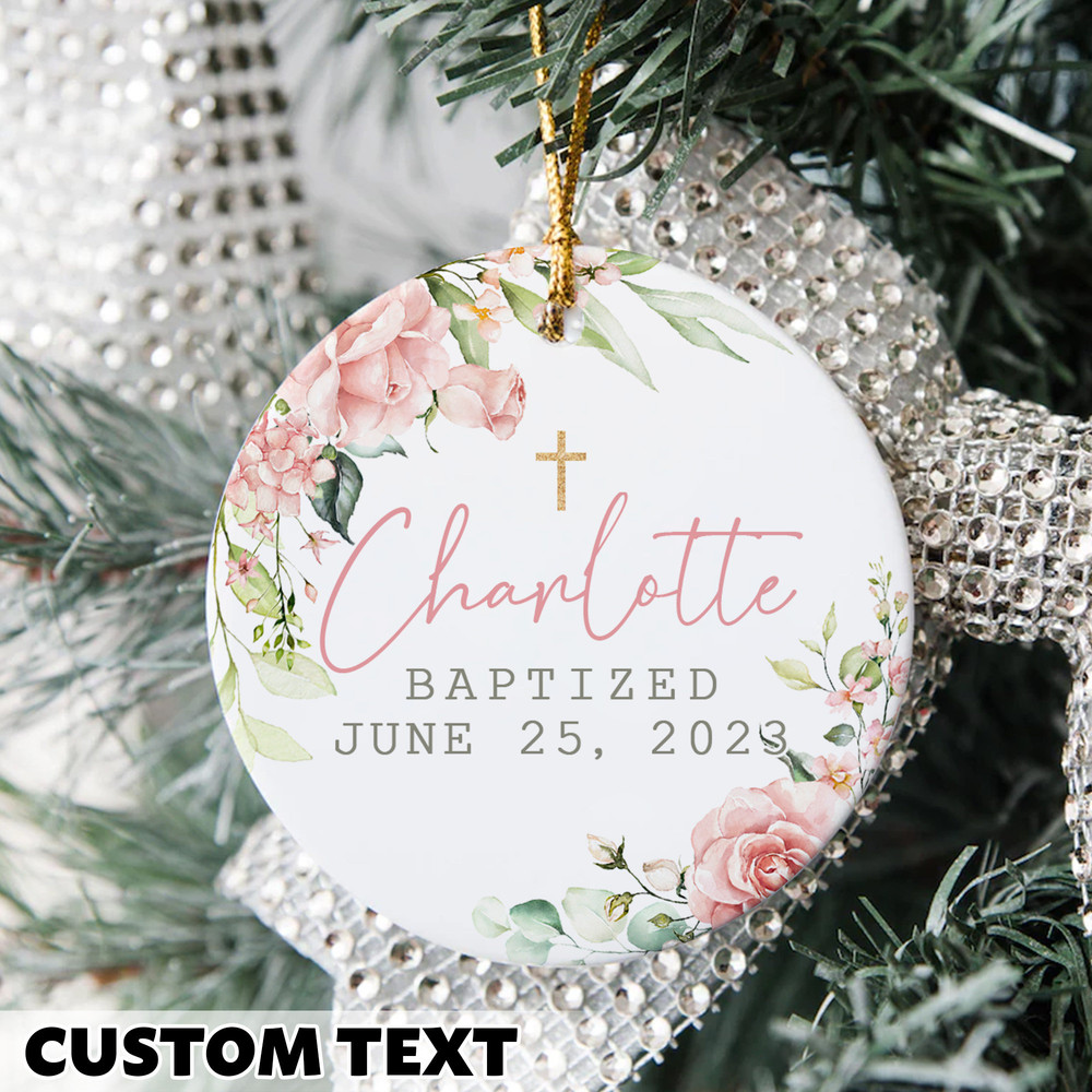 Personalized Baptized Ornament, Baptism Chrismas Gift, Custom Cross Porcelain, Xmas Tree Decor, Custom Baptized Keepsake, Religious Ornament - 10.jpg