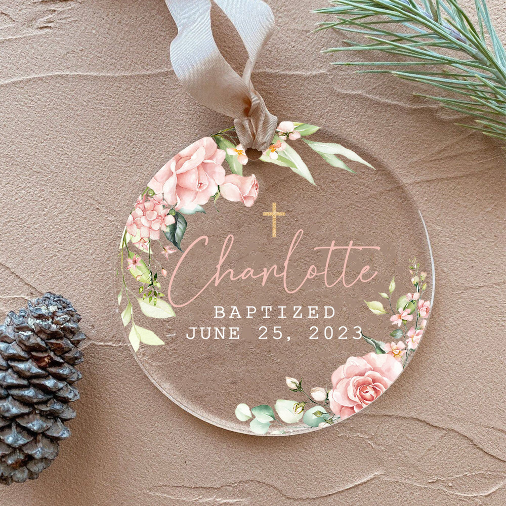 Personalized Baptized Ornament, Baptism Chrismas Gift, Custom Cross Porcelain, Xmas Tree Decor, Custom Baptized Keepsake, Religious Ornament - 2.jpg