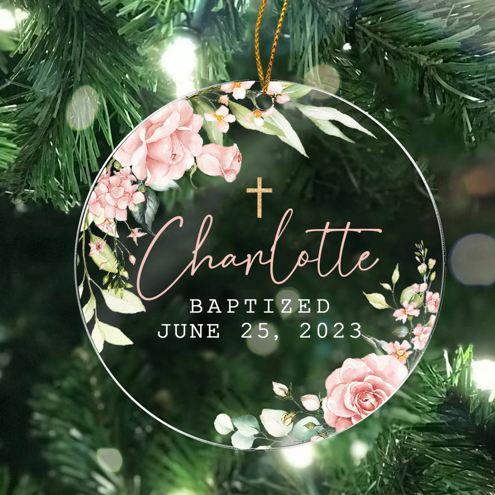 Personalized Baptized Ornament, Baptism Chrismas Gift, Custom Cross Porcelain, Xmas Tree Decor, Custom Baptized Keepsake, Religious Ornament - 3.jpg