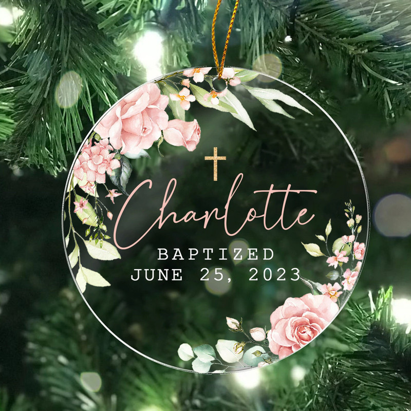 Personalized Baptized Ornament, Baptism Chrismas Gift, Custom Cross Porcelain, Xmas Tree Decor, Custom Baptized Keepsake, Religious Ornament - 3.jpg