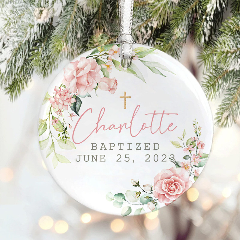 Personalized Baptized Ornament, Baptism Chrismas Gift, Custom Cross Porcelain, Xmas Tree Decor, Custom Baptized Keepsake, Religious Ornament - 5.jpg