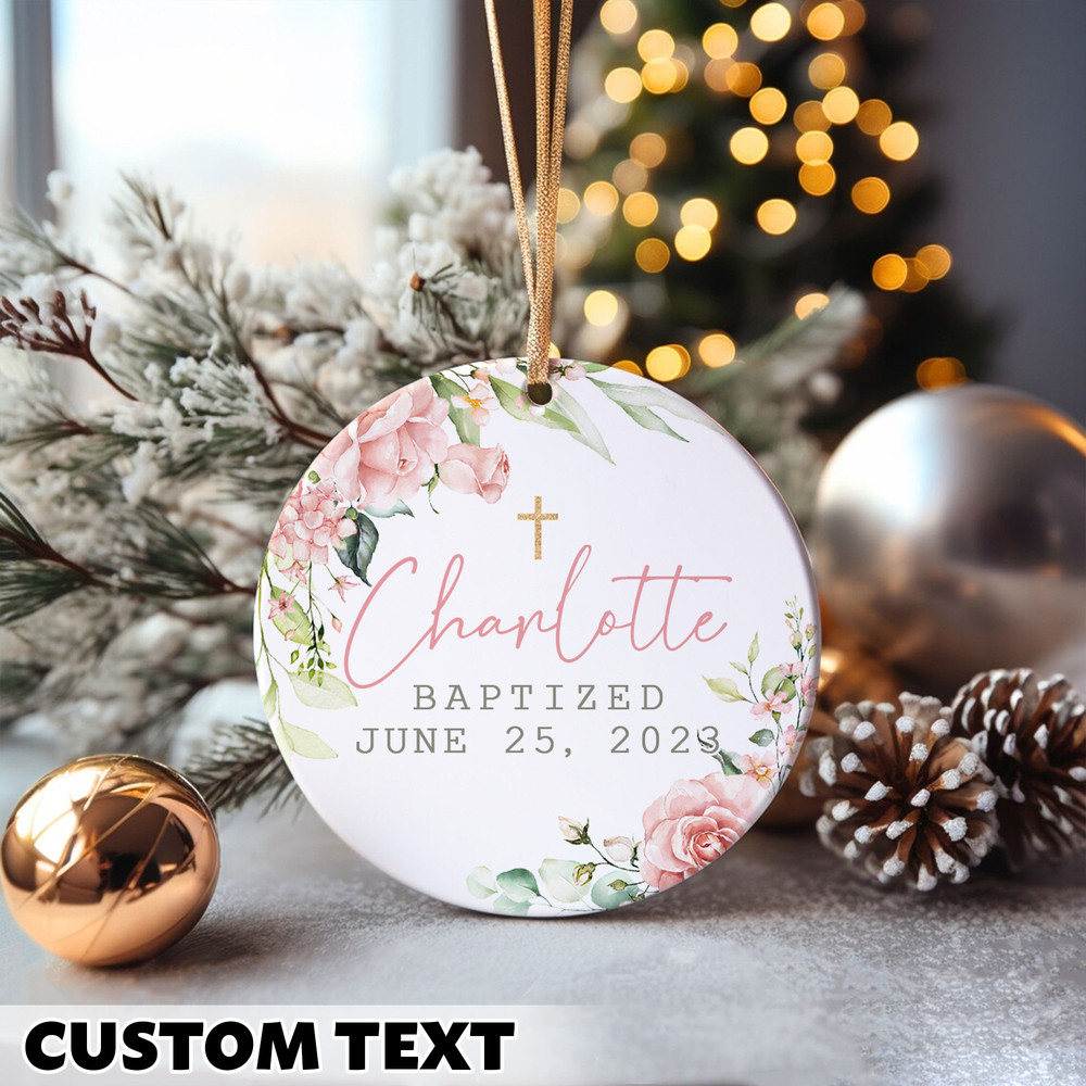 Personalized Baptized Ornament, Baptism Chrismas Gift, Custom Cross Porcelain, Xmas Tree Decor, Custom Baptized Keepsake, Religious Ornament - 9.jpg