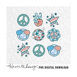 groovy 4th of july png - 4th of july sublimations - groovy usa png - independence day png - fourth of july - peace hand