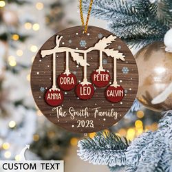 personalized family christmas ornaments, 2023 christmas ornament with family member names, custom family ornament
