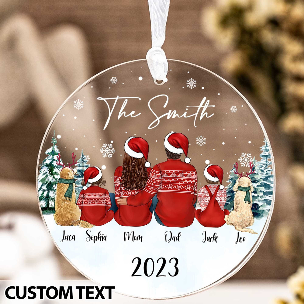 Personalized Family With Pets Ornament, Family Christmas Ornament 2023, Custom Family Ornament, Personalized Pet Ornament, Christmas Gift - 1.jpg