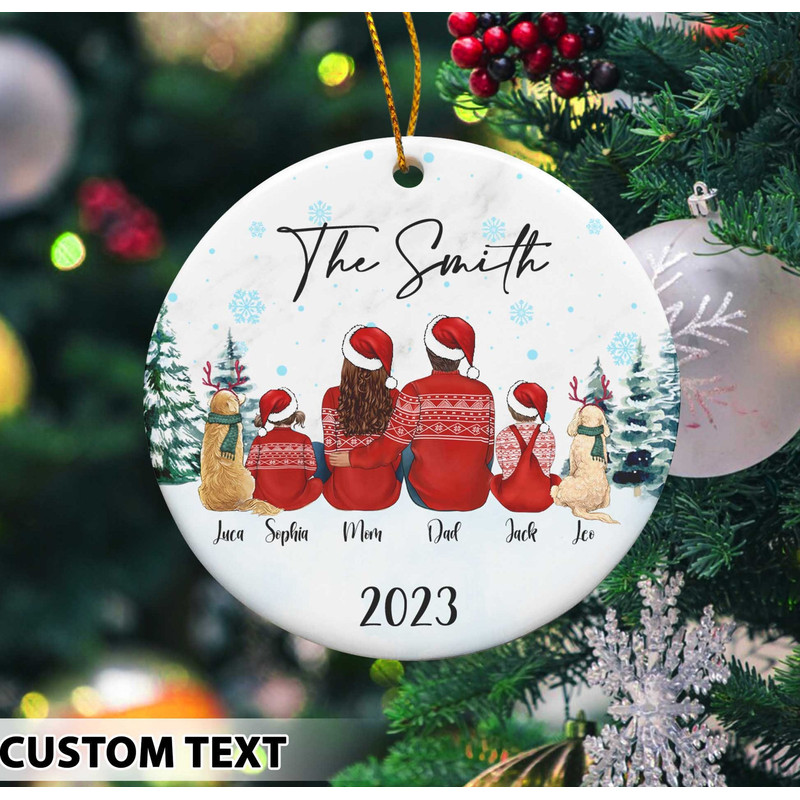 Personalized Family With Pets Ornament, Family Christmas Ornament 2023, Custom Family Ornament, Personalized Pet Ornament, Christmas Gift - 2.jpg