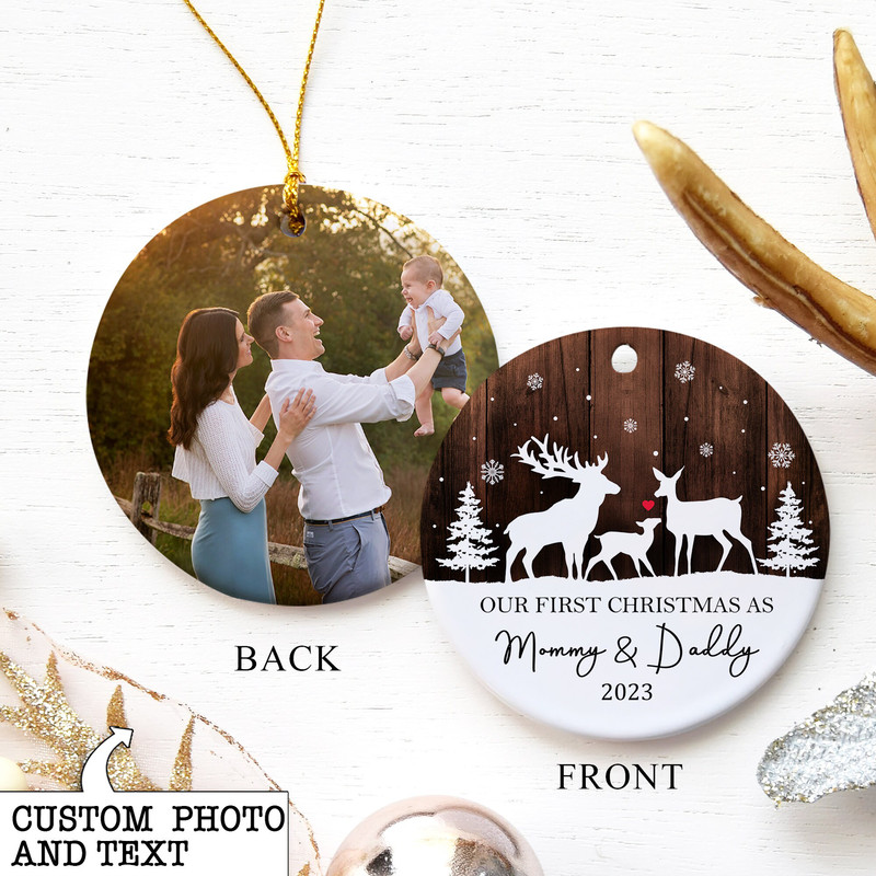 Personalized New Baby Christmas Ornament, Baby Shower Gift, Our First Christmas As Mommy and Daddy Ornament, New Parents Gift, Parents To Be - 2.jpg
