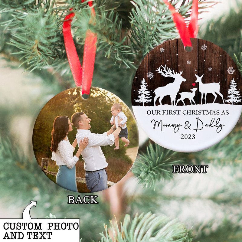 Personalized New Baby Christmas Ornament, Baby Shower Gift, Our First Christmas As Mommy and Daddy Ornament, New Parents Gift, Parents To Be - 3.jpg