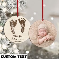 personalized new baby ornament, first christmas ornament, baby photo ornament