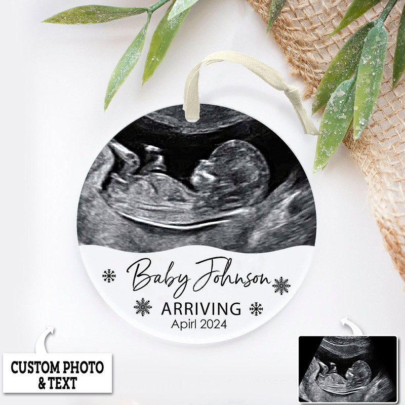 Personalized Ultrasound Ornament, Pregnancy Announcement Ornament, Baby Coming Soon Ornament, Expecting Parents Gift, Pregnancy Ornament - 1.jpg