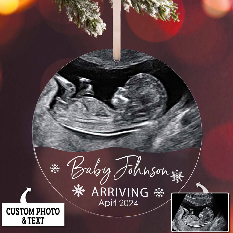 Personalized Ultrasound Ornament, Pregnancy Announcement Ornament, Baby Coming Soon Ornament, Expecting Parents Gift, Pregnancy Ornament - 3.jpg