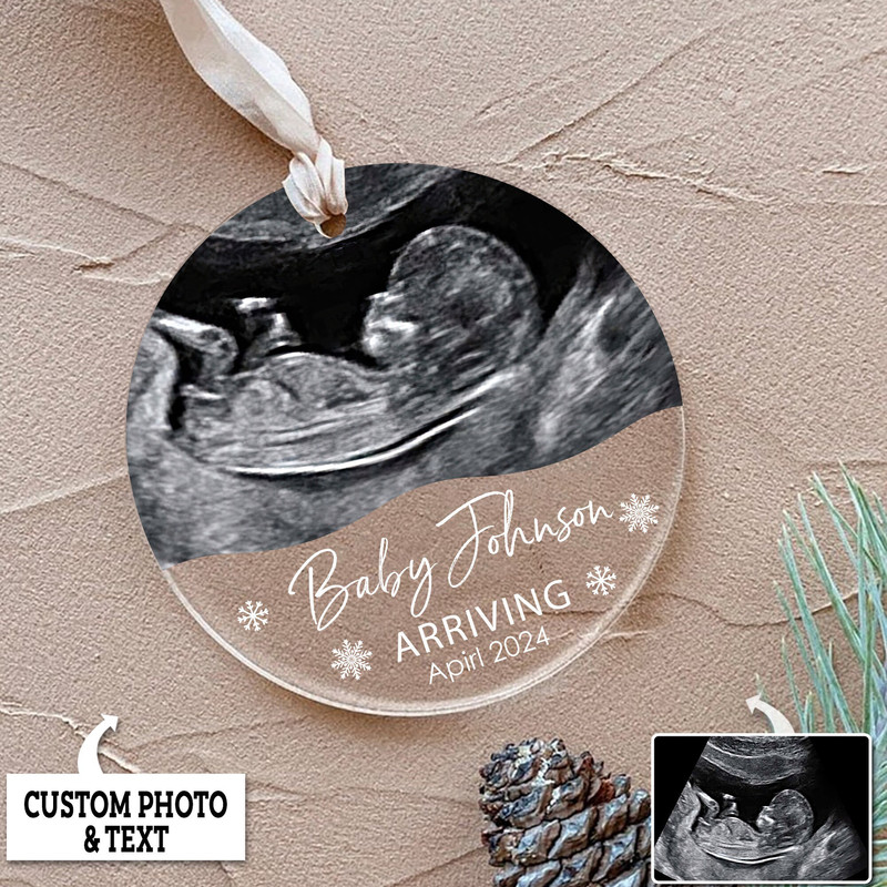 Personalized Ultrasound Ornament, Pregnancy Announcement Ornament, Baby Coming Soon Ornament, Expecting Parents Gift, Pregnancy Ornament - 5.jpg