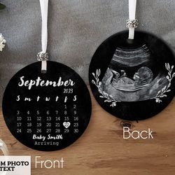 personalized ultrasound photo ornament, pregnancy announcement, custom birth announcement