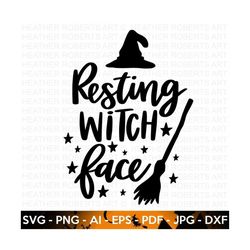resting witch face svg, halloween svg, witch svg, halloween shirt svg, witch shirt svg, halloween costume svg, cricut cut files, silhouette
