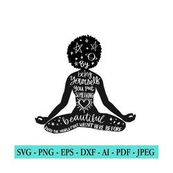 black girl magic svg, yoga svg, namaste svg, meditation svg, afro girl, motivational svg, positive quotes, cut file for cricut, silhouette