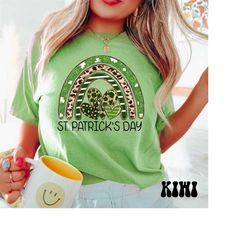 leopard rainbow shirt, comfort colors st patricks day shirt, shamrock shirt, leopard st patricks day shirt, lucky shirt,