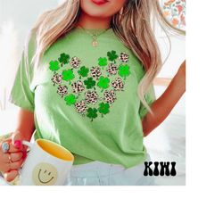 leopard shamrock heart shirt, comfort colors st patricks day shirt, leopard st patricks day shirt, lucky shirt, patricks