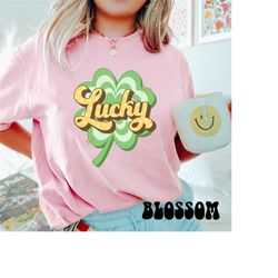 lucky shamrock shirt, comfort colors clover shamrock smile st. patrick's day shirt, cute st. patrick's day tee, st. patt
