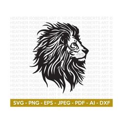 lion svg, lion head svg, lion clipart, tribal svg, king of jungle svg, lion vector, lion design, cut file for cricut, silhouette
