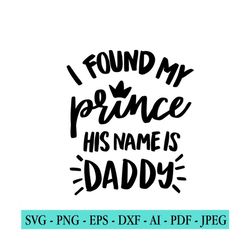 princess svg, princess quote svg, i found my prince his name is daddy, girls room svg, little girl svg, nursery svg, crown, cut file cricut