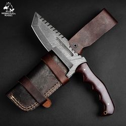 kimura handmade damascus steel warrior tanto knife - brown micarta, best gift for men's