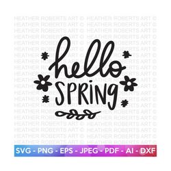 hello spring svg, welcome spring svg, easter svg, leaf svg, spring quotes, spring flowers, cut file cricut, hand-lettered quotes, silhouette