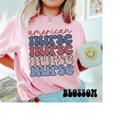 American Nurse Shirt, Comfort Colors Retro Nurse Shirt, 4th of July Nurse T Shirt, RN Nurse Shirt Registered Nurse Shirt