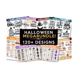 mega halloween bundle, 120+ designs, heather roberts art bundle, halloween svg, fall svg, thanksgiving svg, cut files cricut, silhouette