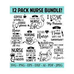 nurse bundle svg, nurse quotes svg, doctor svg, nurse svg heart, superhero, nurse life, stethoscope, cut files for cricut, silhouette, png