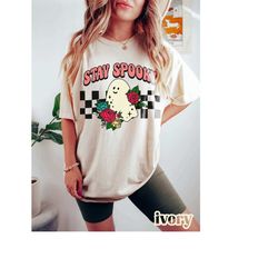 comfort colors retro halloween t-shirt, vintage ghost halloween shirt, retro fall shirt, fall shirt, halloween shirt, s