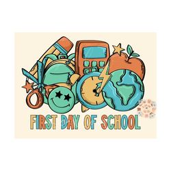 First Day of School PNG-Back to School Sublimation Digital Design Download-apple png, school doodle png, trendy school p