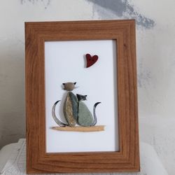 Pebble Art Picture / Cats / Stone Picture/ Wall Decor/ Love Cats/ Cat