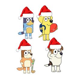 christmas bluey bingo seamless santa logo bundle svg