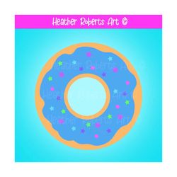 single blue sprinkled donut with stars clipart - instant download, doughnut, sweets digital clipart, pastry donut graphics, png, jpeg
