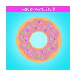 single light pink sprinkled donut with stars clipart - instant download, doughnut, sweets digital clipart, pastry donut graphics, png, jpeg