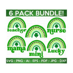 st patrick's day rainbow svg bundle, lucky svg, irish svg, st patrick's day rainbow, shamrock svg, clover svg, cut file cricut, silhouette