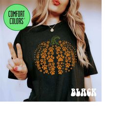 paw pumpkin shirt, paw print shirt, pumpkin dog shirt, dog halloween shirt, retro pumpkin halloween shirt, thanksgiving