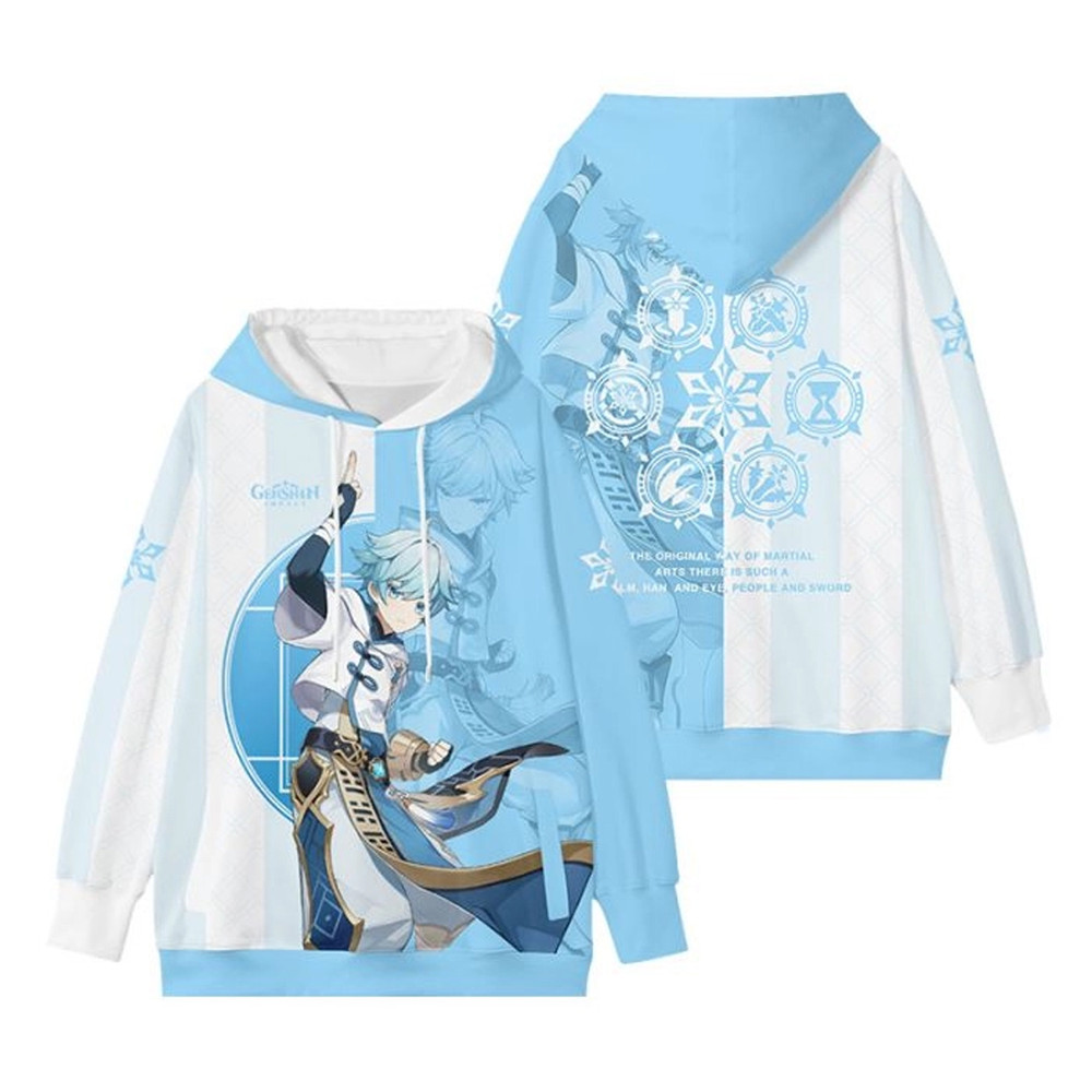 Chongyun Genshin Impact All Over Print 3D Hoodie Zip Hoodie, Chongyun Genshin Impact Hoodie 3D Zip Hoodie Fleece Hoodie