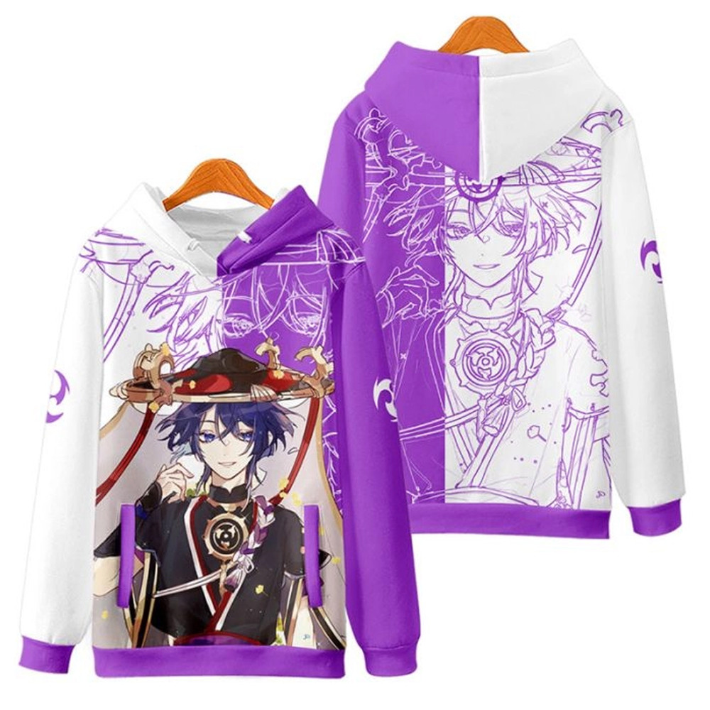 Scaramouche Genshin Impact All Over Print 3D Hoodie Zip Hoodie, Genshin Impact Hoodie 3D Zip Hoodie Fleece Hoodie