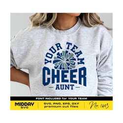 cheer aunt svg png, dxf eps, cheerleader aunt shirt, cheer auntie svg, pom pom, cricut cut files, silhouette, sublimation, cheerleading aunt