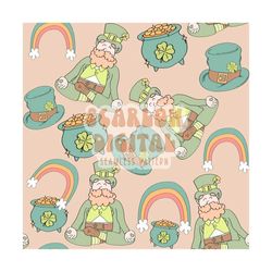 meditating leprechaun seamless pattern-saint patty's day sublimation digital design download-lucky seamless file, clover