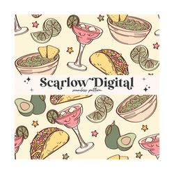 Mexican Food Seamless Pattern-Adult Sublimation Digital Design Download-adult seamless files, margarita seamless file, a