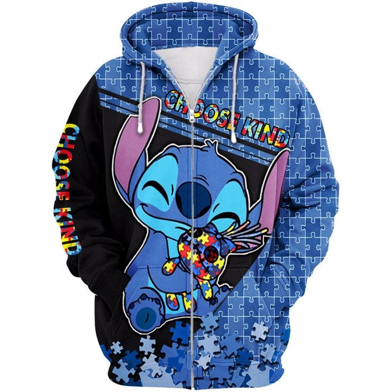Cute Stitch All Over Print 3D Hoodie Zip Hoodie, Stitch Hoodie 3D Zip Hoodie Fleece Hoodie