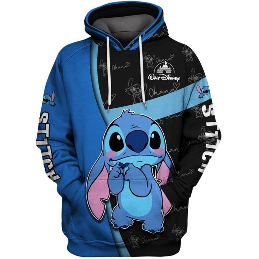 Cute Stitch All Over Print 3D Hoodie Zip Hoodie, Stitch Hoodie 3D Zip Hoodie Fleece Hoodie